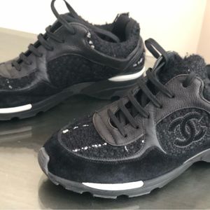 Authentic Black Chanel Tennis Shoes, Euro 41